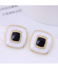 Alloy Carved Decorated Simple Design Square Women Vintage Wholesale Statement Earrings - White