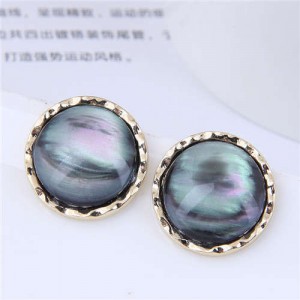 Minimalist Style Vintage Round Design Office Lady Wholesale Earrings - Black