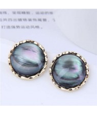 Minimalist Style Vintage Round Design Office Lady Wholesale Earrings - Black