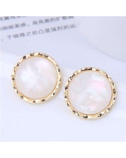 Minimalist Style Vintage Round Design Office Lady Wholesale Earrings - White