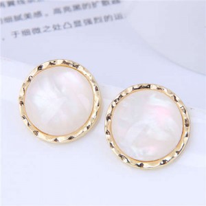 Minimalist Style Vintage Round Design Office Lady Wholesale Earrings - White