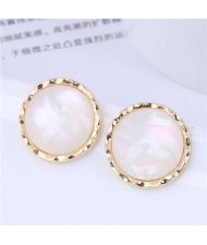 Minimalist Style Vintage Round Design Office Lady Wholesale Earrings - White