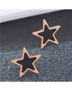 Korean Fashion Mini Five-pointed Star Minimalist Wholesale Earrings - Black