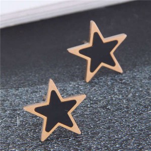 Korean Fashion Mini Five-pointed Star Minimalist Wholesale Earrings - Black