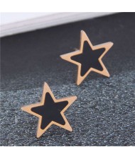 Korean Fashion Mini Five-pointed Star Minimalist Wholesale Earrings - Black