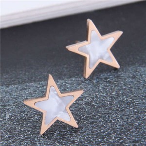 Korean Fashion Mini Five-pointed Star Minimalist Wholesale Earrings - White