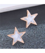 Korean Fashion Mini Five-pointed Star Minimalist Wholesale Earrings - White