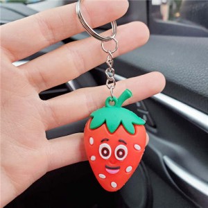 U.S.Fashion Cute Cartoon Fruit Series Soft Plastic Wholesale Key Chain - Strawberry