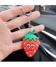 U.S.Fashion Cute Cartoon Fruit Series Soft Plastic Wholesale Key Chain - Strawberry