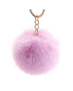 Minimalist Design Popular Style Sweet Fluffy Ball Bag Decoration Key Ring - Violet