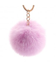Minimalist Design Popular Style Sweet Fluffy Ball Bag Decoration Key Ring - Violet