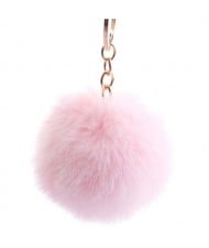 Minimalist Design Popular Style Sweet Fluffy Ball Bag Decoration Key Ring - Pink