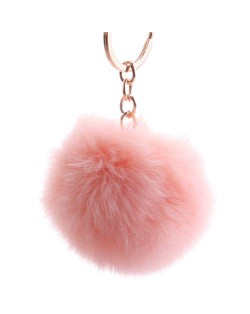 Minimalist Design Popular Style Sweet Fluffy Ball Bag Decoration Key Ring - Korean Pink
