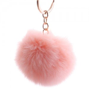 Minimalist Design Popular Style Sweet Fluffy Ball Bag Decoration Key Ring - Korean Pink