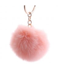 Minimalist Design Popular Style Sweet Fluffy Ball Bag Decoration Key Ring - Korean Pink
