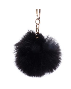 Minimalist Design Popular Style Sweet Fluffy Ball Bag Decoration Key Ring - Black