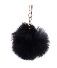 Minimalist Design Popular Style Sweet Fluffy Ball Bag Decoration Key Ring - Black
