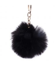 Minimalist Design Popular Style Sweet Fluffy Ball Bag Decoration Key Ring - Black