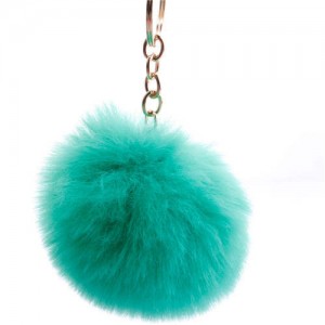 Minimalist Design Popular Style Sweet Fluffy Ball Bag Decoration Key Ring - Green