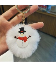 U.S. High Fashion Christmas Series Lovely White Fluffy Ball Design Key Chain - Snowman