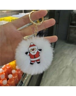 U.S. High Fashion Christmas Series Lovely White Fluffy Ball Design Key Chain - Santa Claus