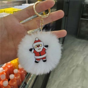 U.S. High Fashion Christmas Series Lovely White Fluffy Ball Design Key Chain - Santa Claus