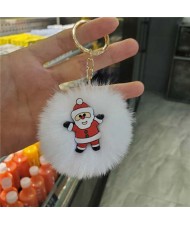 U.S. High Fashion Christmas Series Lovely White Fluffy Ball Design Key Chain - Santa Claus