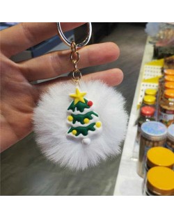 U.S. High Fashion Christmas Series Lovely White Fluffy Ball Design Key Chain - Christmas Tree