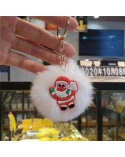 U.S. High Fashion Christmas Series Lovely White Fluffy Ball Design Key Chain - Santa Claus with Bag