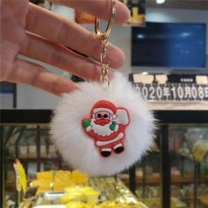 U.S. High Fashion Christmas Series Lovely White Fluffy Ball Design Key Chain - Santa Claus with Bag