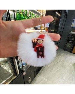 U.S. High Fashion Christmas Series Lovely White Fluffy Ball Design Key Chain - Christmas Kid