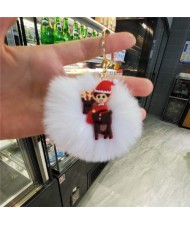 U.S. High Fashion Christmas Series Lovely White Fluffy Ball Design Key Chain - Christmas Kid