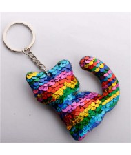 Unique Design Shining Sequins Cute Cat Modeling Wholesale Key Ring - Multicolor