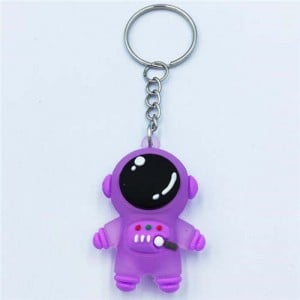Popular Spaceman Design Handbag Pendant Cartoon Astronaut Key Chain - Purple