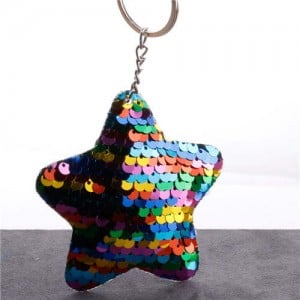 Minimalist Bling Sequins Five-pointed Star Wholesale Key Chain - Multicolor
