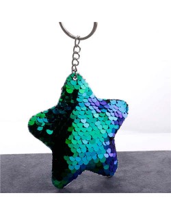 Minimalist Bling Sequins Five-pointed Star Wholesale Key Chain - Blue