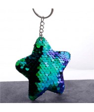 Minimalist Bling Sequins Five-pointed Star Wholesale Key Chain - Blue