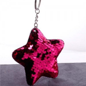 Minimalist Bling Sequins Five-pointed Star Wholesale Key Chain - Rose
