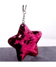 Minimalist Bling Sequins Five-pointed Star Wholesale Key Chain - Rose