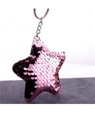 Minimalist Bling Sequins Five-pointed Star Wholesale Key Chain - Pink