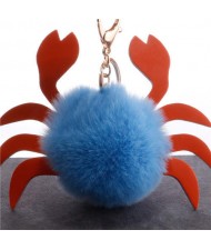 Creative Design Lovely Crab Fluffy Ball Wholesale Key Chain - Blue