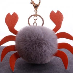Creative Design Lovely Crab Fluffy Ball Wholesale Key Chain - Gray