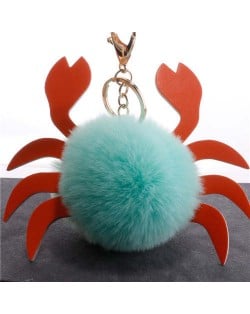 Creative Design Lovely Crab Fluffy Ball Wholesale Key Chain - Green