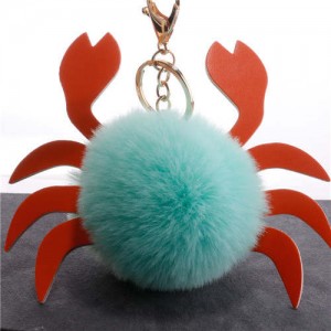 Creative Design Lovely Crab Fluffy Ball Wholesale Key Chain - Green