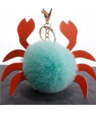 Creative Design Lovely Crab Fluffy Ball Wholesale Key Chain - Green