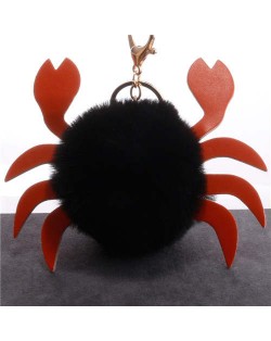 Creative Design Lovely Crab Fluffy Ball Wholesale Key Chain - Black