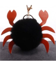 Creative Design Lovely Crab Fluffy Ball Wholesale Key Chain - Black