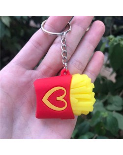 U.S. Fashion Unique Design French Fries Modeling Soft Plastic Wholesale Key Chain