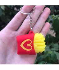 U.S. Fashion Unique Design French Fries Modeling Soft Plastic Wholesale Key Chain