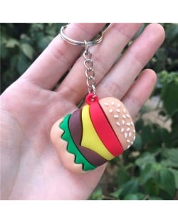 U.S. Fashion Unique Design Hamburger Modeling Soft Plastic Wholesale Key Chain